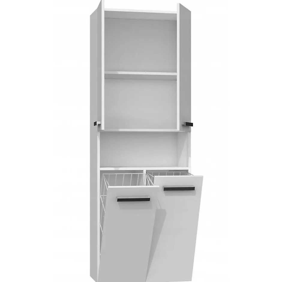 Topeshop MOBY - Armoire de salle de bain avec deux paniers - Poignées minimalistes - 174x60x30cm - Colonne de rangement* Armoire De Salle De Bains