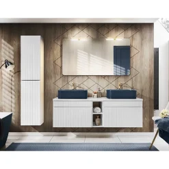 Meublorama Module latéral ICON 20 cm Finition blanc alpin Complément pour meuble sous vasque* Plan Double Vasque