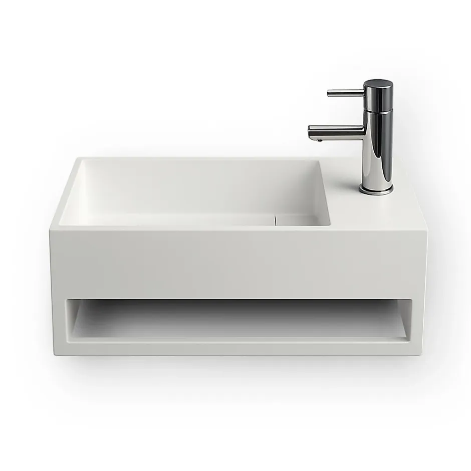 Ambra MONA D - Lave-mains rectangulaire suspendu - Design Elégant et Raffiné - Solide et Robuste - Entretien Facile - Blanc - 30 x 50 x* Lavabo