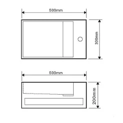 Ambra MONA D - Lave-mains rectangulaire suspendu - Design Elégant et Raffiné - Solide et Robuste - Entretien Facile - Blanc - 30 x 50 x* Lavabo