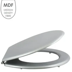 MSV Abattant WC MDF CLEO Argent Charnières Inox