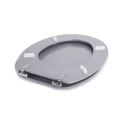 MSV Abattant WC MDF CLEO Argent Charnières Inox