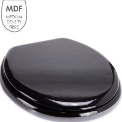 MSV Abattant WC MDF CLEO Noir Brillant Charnières Inox* Abattant Wc