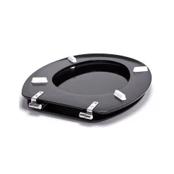 MSV Abattant WC MDF CLEO Noir Brillant Charnières Inox* Abattant Wc