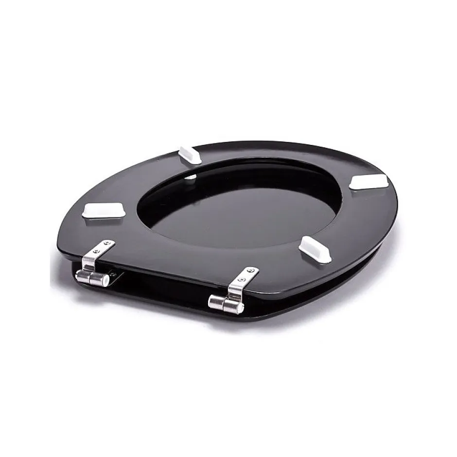 MSV Abattant WC MDF CLEO Noir Brillant Charnières Inox* Abattant Wc