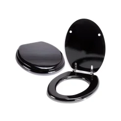 MSV Abattant WC MDF CLEO Noir Brillant Charnières Inox* Abattant Wc