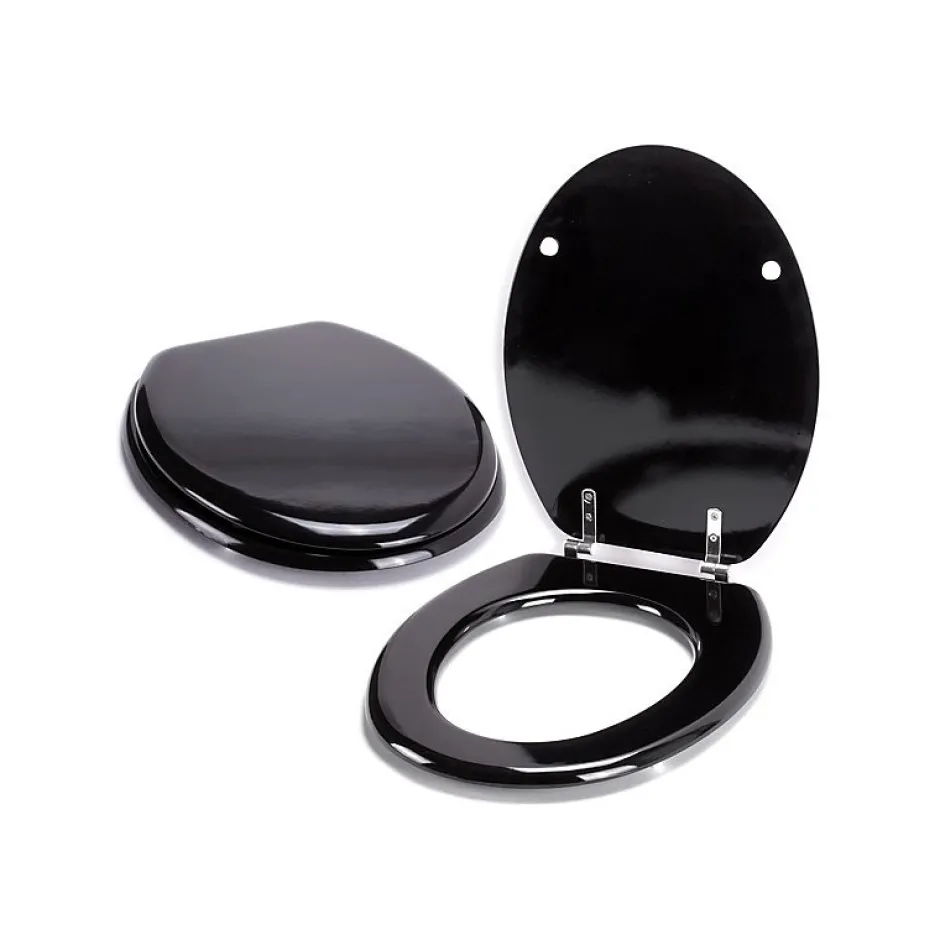 MSV Abattant WC MDF CLEO Noir Brillant Charnières Inox* Abattant Wc