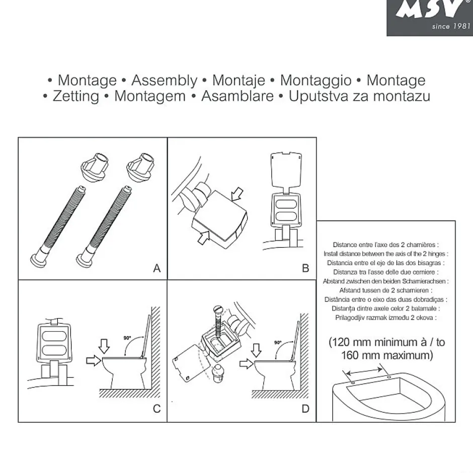 MSV Abattant Wc MDF en décor Pin Beige Charnières PS