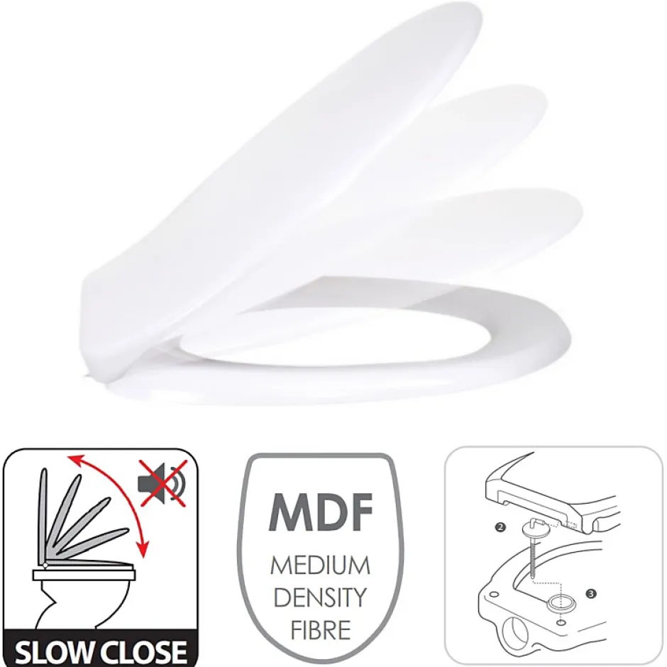 MSV Abattant Wc Thermo Dur Blanc Charnières Inox* Abattant Wc
