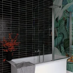 Kiamami Valentina Mur au-dessus de la baignoire 1 porte fixe + 1 porte pivotante 140cm réversible