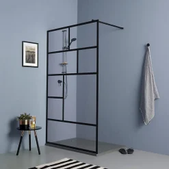 Mur d'accès en verre transparent de 120 cm avec cadre noir
