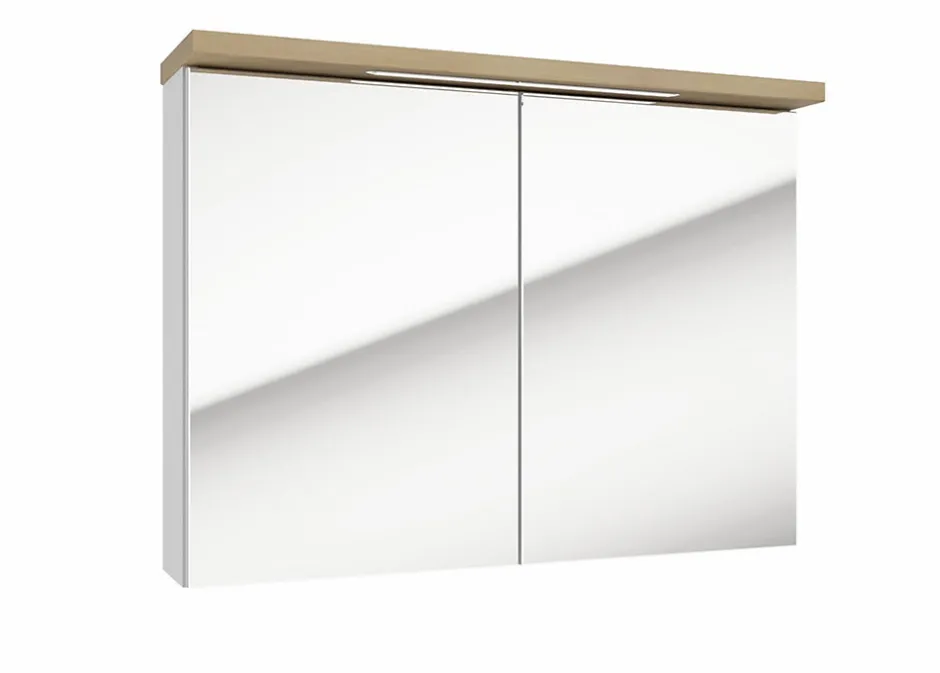 Naturel Armoire à miroir Stilla + LED 80x60 cm blanc (STILLAE08002)* Armoire De Salle De Bains