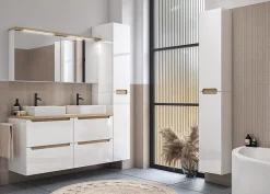 Naturel Armoire murale avec porte, miroir intégré Stilla + LED 60x60x20 cm, prise 220V, blanc (STILLAE06017)* Armoire De Salle De Bains