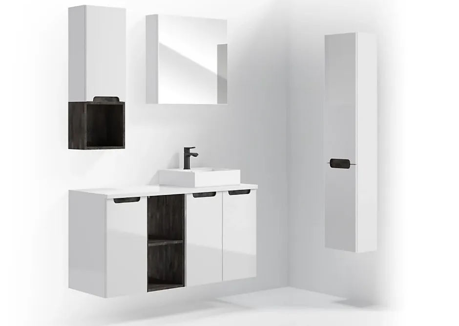 Naturel Etagère Stilla 30x30x20 cm noir (STILLAA03010)* Armoire De Salle De Bains