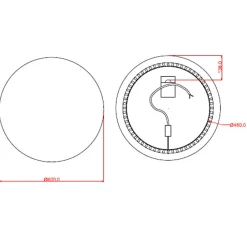 Naturel Iluxit Miroir rond avec éclairage LED 60x60 cm (ZIL60KLED)* Miroir Simple
