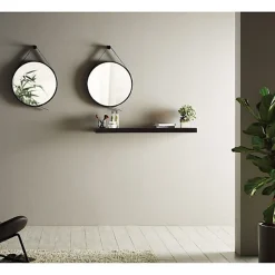 Naturel Miroir suspendu rond 50 x 50cm, Noir (ZREM50C)* Miroir Simple