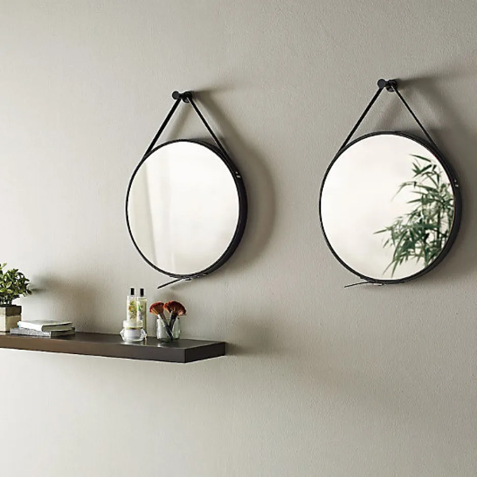 Naturel Miroir suspendu rond 50 x 50cm, Noir (ZREM50C)* Miroir Simple