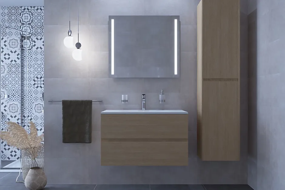 Naturel Verona Armoire haute bois clair avec deux portes, 40x30x170cm (VERONAV40SD)