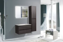 Naturel Verona Armoire haute bois foncé avec deux portes, 40x30x170cm (VERONAV40TD)* Armoire De Salle De Bains