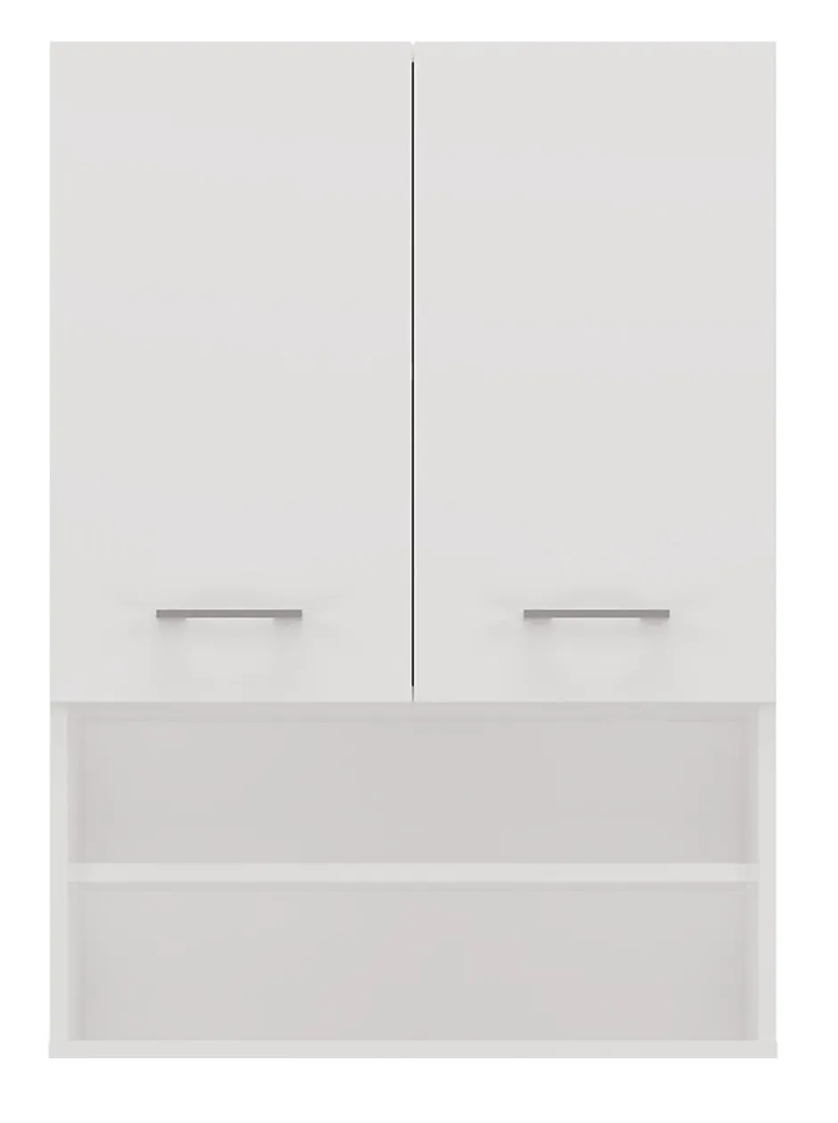 Autres NELLIO - Armoire de toilette murale - Meuble Salle de bain à suspendre - 64x30x90 cm - Rangement