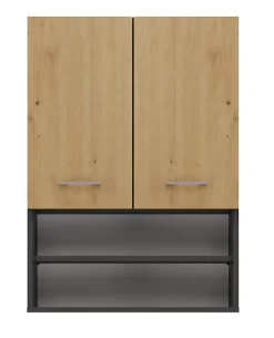 Autres NELLIO - Armoire de toilette murale - Meuble Salle de bain à suspendre - 64x30x90 cm - Rangement