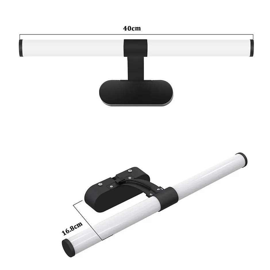 Nettlife Applique LED salle de bain, lampe miroir LED, lumière blanche neutre 4000 Kelvin, 6W, étanche IP44, largeur 400mm,noire* Miroir Grossissant Lumineux