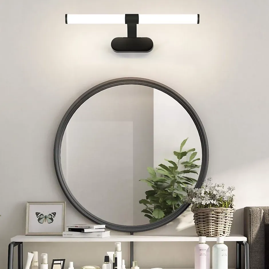 Nettlife Applique LED salle de bain, lampe miroir LED, lumière blanche neutre 4000 Kelvin, 6W, étanche IP44, largeur 400mm,noire* Miroir Grossissant Lumineux