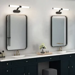 Nettlife Applique LED salle de bain, lampe miroir LED, lumière blanche neutre 4000 Kelvin, 6W, étanche IP44, largeur 400mm,noire* Miroir Grossissant Lumineux