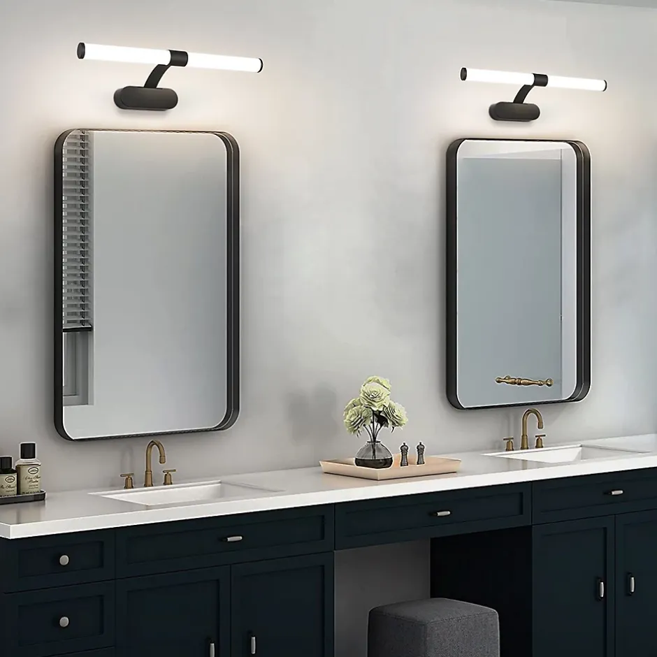 Nettlife Applique LED salle de bain, lampe miroir LED, lumière blanche neutre 4000 Kelvin, 6W, étanche IP44, largeur 400mm,noire* Miroir Grossissant Lumineux