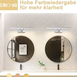 Nettlife Applique miroir LED 6W 30CM Etanche IP44 Chrome Moderne Blanc Neutre 4000K