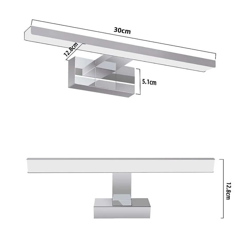 Nettlife Applique miroir LED 6W 30CM Etanche IP44 Chrome Moderne Blanc Neutre 4000K