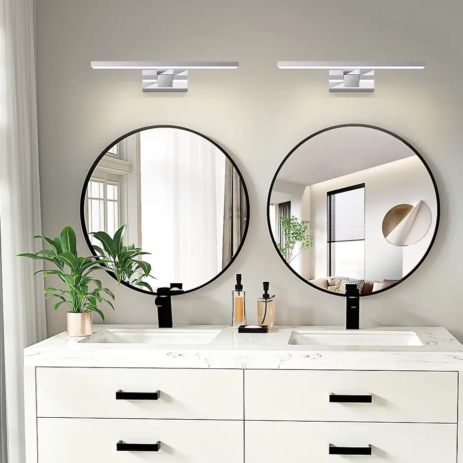 Nettlife Applique miroir LED 6W 30CM Etanche IP44 Chrome Moderne Blanc Neutre 4000K