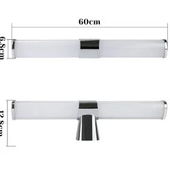 Nettlife Applique miroir LED 15W 60CM Chrome Etanche IP44 Blanc neutre 4000K Moderne