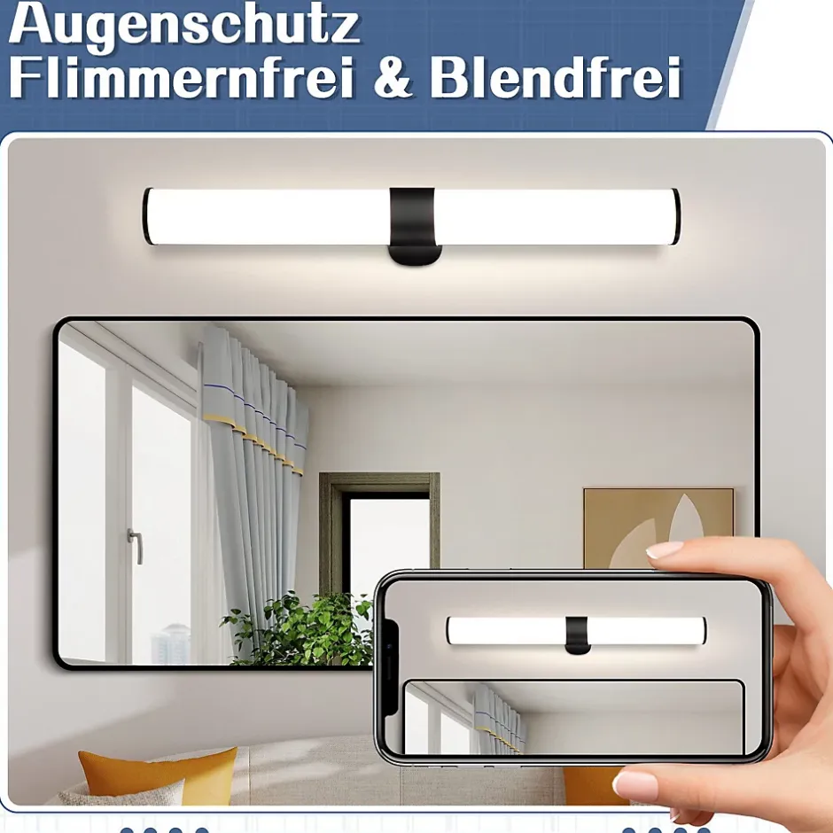 Nettlife applique miroir LED 15W 60cm blanc neutre 4000K noir