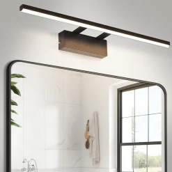 Nettlife Lampe à miroir LED noire 60CM Moderne 4000K Salle de bain Lampe à miroir murale