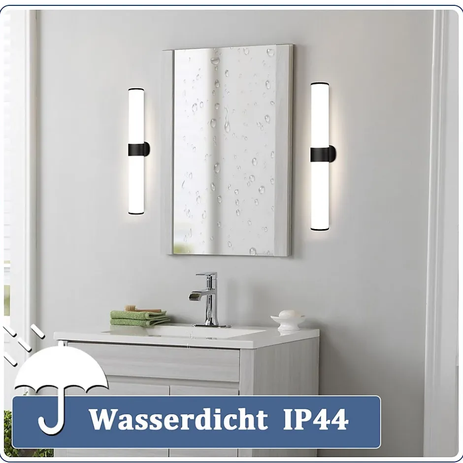 Nettlife Lampe de miroir LED noir 8W IP44 blanc neutre 4000K* Miroir Grossissant Lumineux