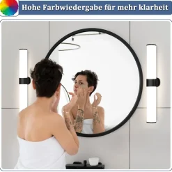Nettlife Lampe de miroir LED noir 8W IP44 blanc neutre 4000K* Miroir Grossissant Lumineux