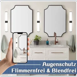 Nettlife Lampe de miroir LED noir 8W IP44 blanc neutre 4000K* Miroir Grossissant Lumineux