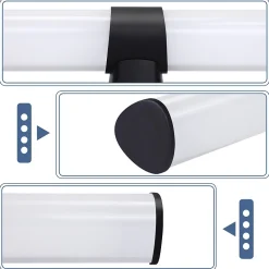 Nettlife Lampe de miroir LED noir 8W IP44 blanc neutre 4000K* Miroir Grossissant Lumineux