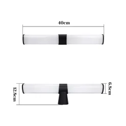 Nettlife Lampe de miroir LED noir 8W IP44 blanc neutre 4000K* Miroir Grossissant Lumineux