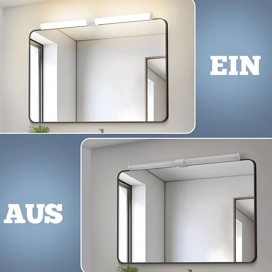 Nettlife Lampe de miroir de salle de bain LED 8W 60CM Lampe de salle de bain murale blanche à pince étanche IP44 4000K