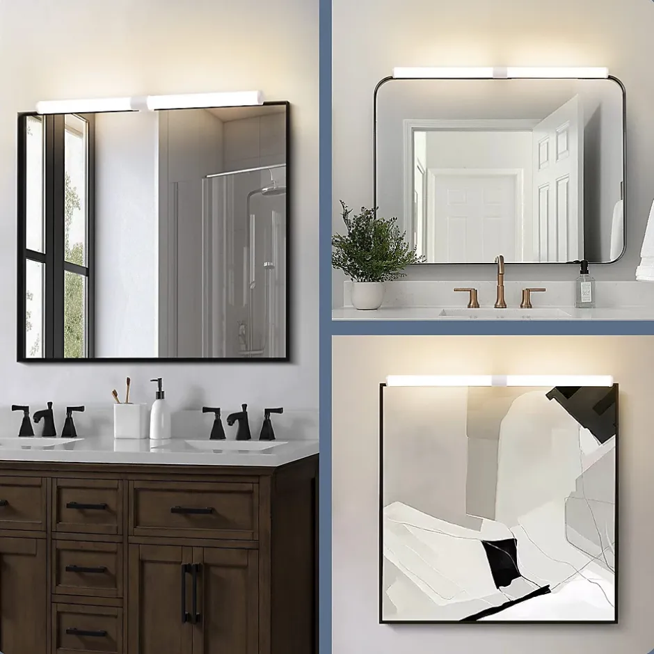 Nettlife Lampe de miroir de salle de bain LED 8W 60CM Lampe de salle de bain murale blanche à pince étanche IP44 4000K