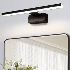 Nettlife Lampe Miroir LED IP44 6W 30cm Blanc Neutre 4000K Salle de Bain Noire* Miroir Grossissant Lumineux
