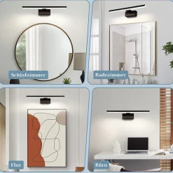 Nettlife Lampe Miroir LED IP44 8W 40cm Blanc Neutre 4000K Salle de Bain Noire* Miroir Grossissant Lumineux