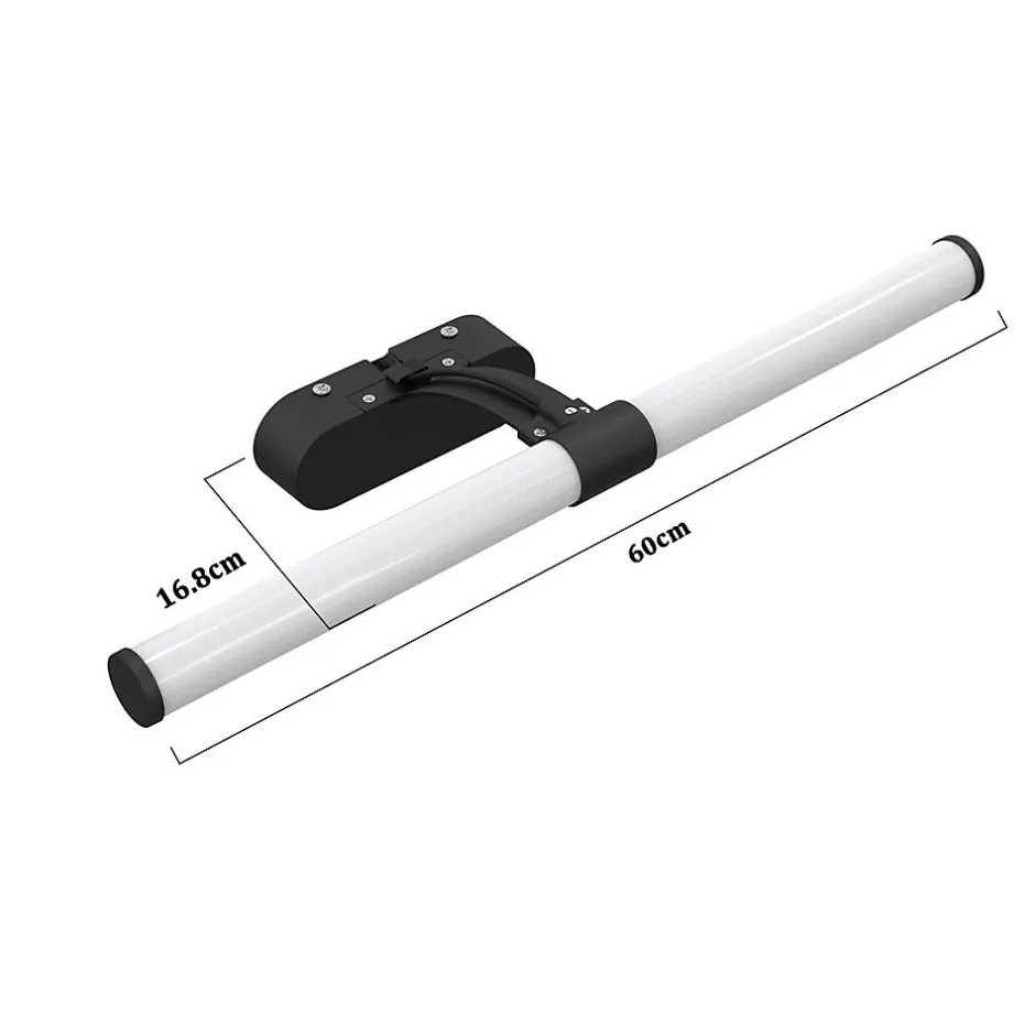 Nettlife LED Lampe Miroir 4000K IP44 8W 60CM Noir Lampe Murale Moderne Étanche* Miroir Grossissant Lumineux