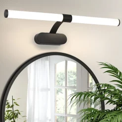 Nettlife LED Lampe Miroir 4000K IP44 8W 60CM Noir Lampe Murale Moderne Étanche* Miroir Grossissant Lumineux