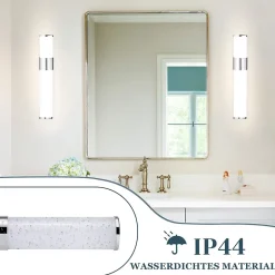 Nettlife Lot 2 Lampes Miroir LED 6W 30CM IP44 Blanc Neutre 4000K Salle de Bain Chrome Moderne