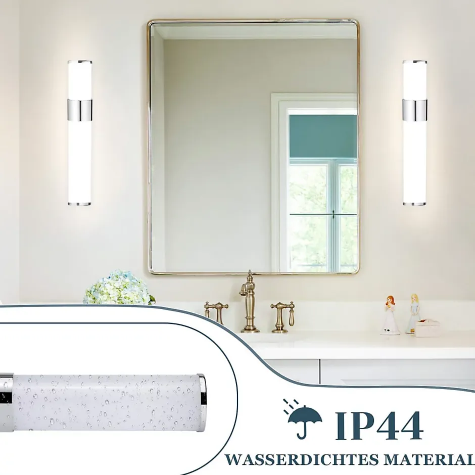 Nettlife Lot 2 Lampes Miroir LED 6W 30CM IP44 Blanc Neutre 4000K Salle de Bain Chrome Moderne