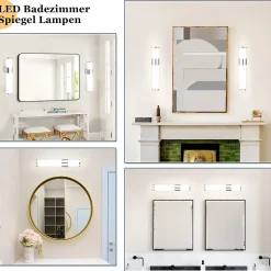Nettlife Lot 2 Lampes Miroir LED 6W 30CM IP44 Blanc Neutre 4000K Salle de Bain Chrome Moderne