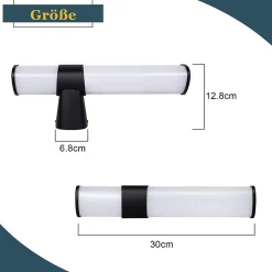 Nettlife Lot 2 Lampes Miroir LED 6W 30CM IP44 Blanc Neutre 4000K Salle de Bain Noire* Miroir Grossissant Lumineux